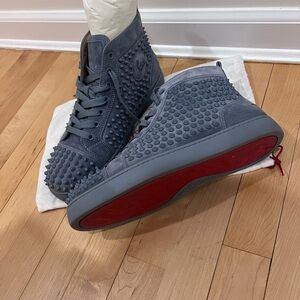 Christian Louboutin Gray Studded Sneakers